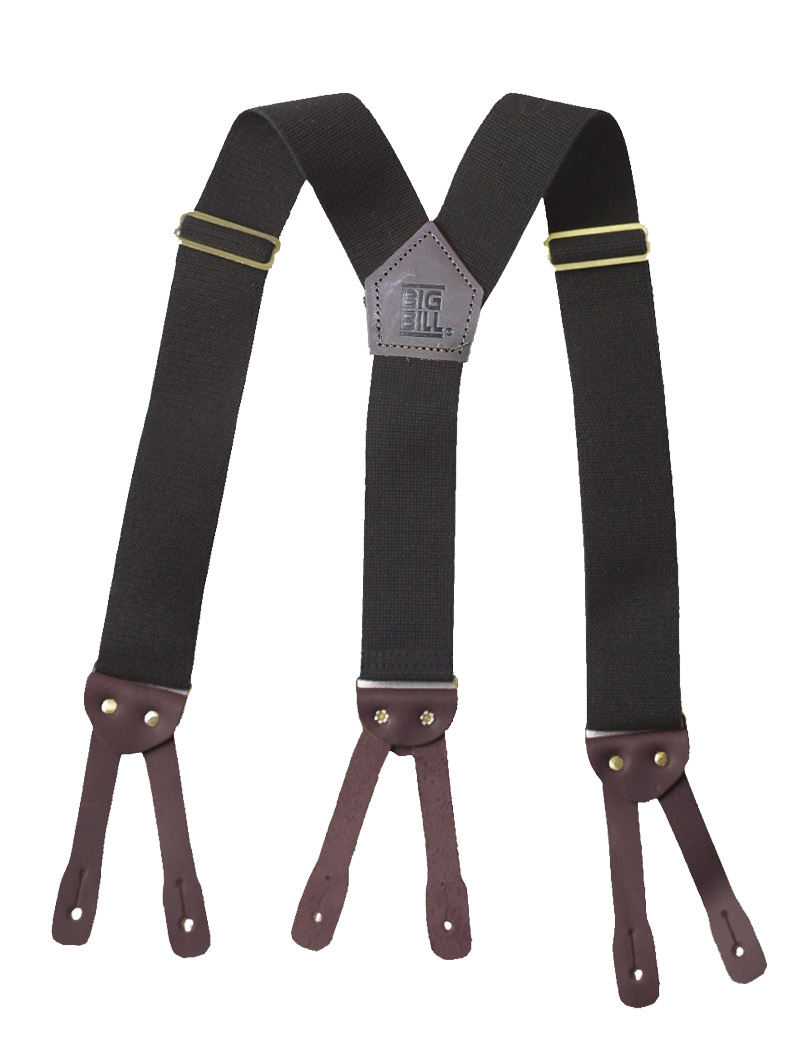 Big Bill Leather Button Suspenders - SUSPB